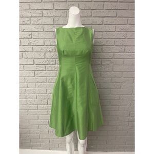 COS Women Green Fit and Flare Silk / Cotton Blend Dress With Pockets Size 2